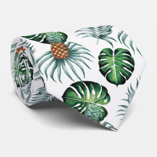 Ananas Tropisch Waterverf Jungle Palm Patroon Stropdas