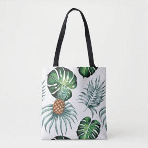 Ananas Tropisch Waterverf Jungle Palm Patroon Tote Bag