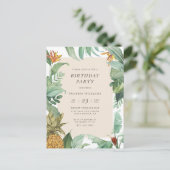 Ananas Tropische Botanische Zomer Verjaardagsfeest Uitnodiging Briefkaart (Staand voorkant)