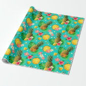 Ananas tropische Hawaiiaanse zomer Cadeaupapier (Uitgerold)