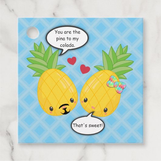 ananas tropische pina colada Romantic Bedankjes Labels (Voorkant)