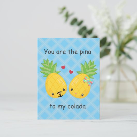 ananas tropische pina colada Romantic Briefkaart (Staand voorkant)