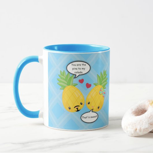  ananas tropische pina colada Romantic Mok (Met donut)