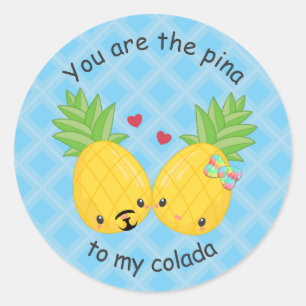  ananas tropische pina colada Romantic Ronde Sticker