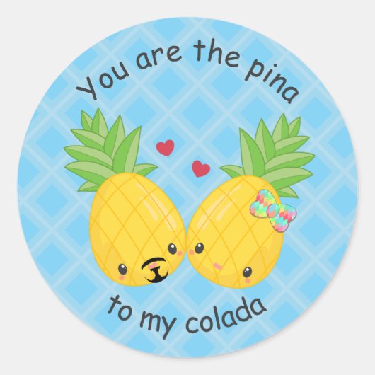 ananas tropische pina colada Romantic Ronde Sticker (Voorkant)