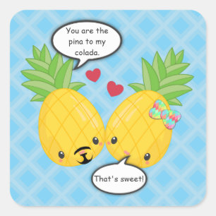  ananas tropische pina colada Romantic Vierkante Sticker