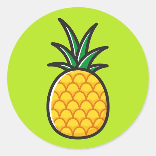 Ananas Tropische Ronde Stickers (Voorkant)