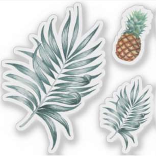 Ananas Tropische vruchten & blad aquarel verf Sticker