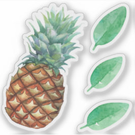 Ananas Tropische vruchten en bladverf voor waterve Sticker