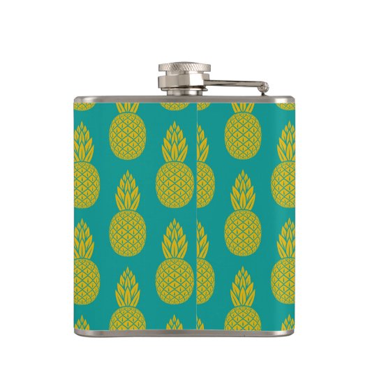 ananas tropische vruchten | Monogram Heupfles (Achterkant)