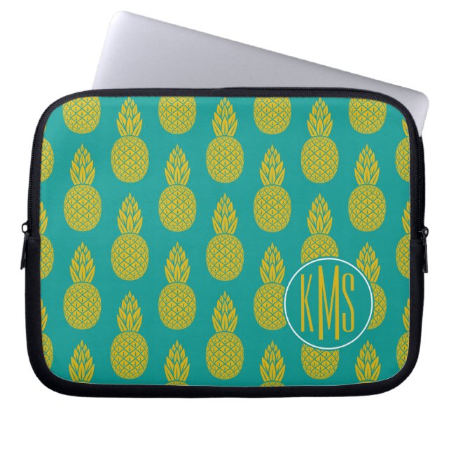 ananas tropische vruchten | Monogram Laptop Sleeve (Voorkant)