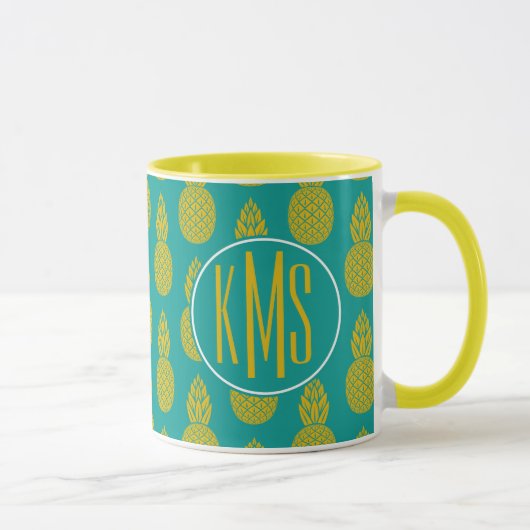 ananas tropische vruchten | Monogram Mok (Rechts)