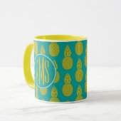 ananas tropische vruchten | Monogram Mok (Voorkant links)