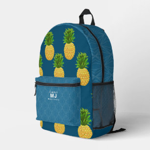 Ananas turquoise blauw bedrukte rugzak