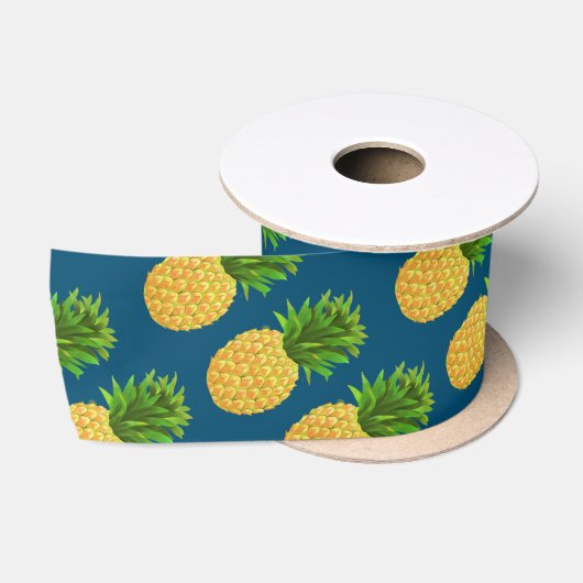 Ananas turquoise blauw satijnen lint (Spoel)