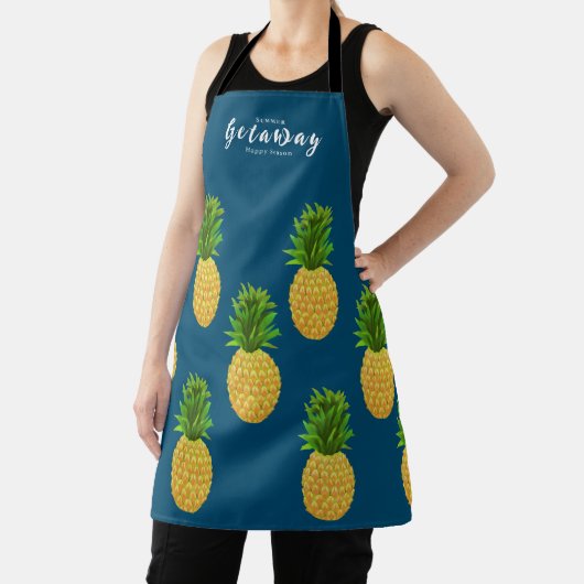 Ananas turquoise blauw schort (Insitu)