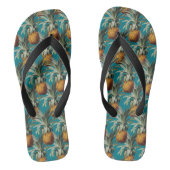 Ananas Turquoise Blauwe Achtergrond Teenslippers (Voetbed)