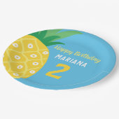 Ananas Tutti Frutti Fruit Blauw Verjaardagsfeest Papieren Bordje (Gekanteld)
