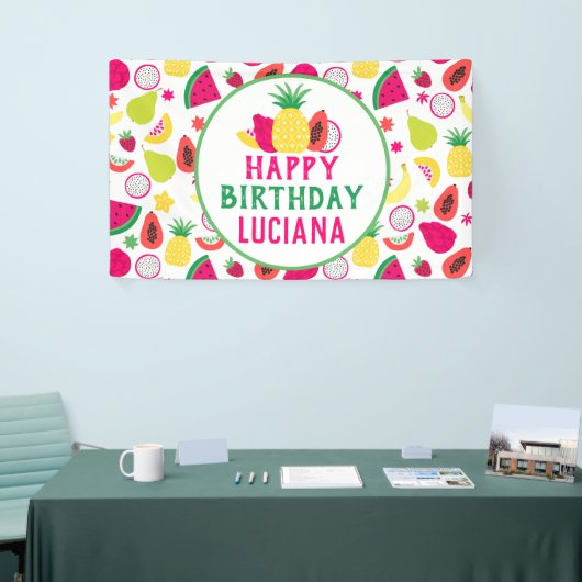 Ananas Tutti Frutti Fruit Verjaardagsfeest Spandoek (Beurs)