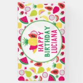 Ananas Tutti Frutti Fruit Verjaardagsfeest Spandoek (Verticaal)