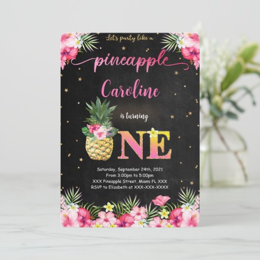 Ananas Uitnodiging (Staand voorkant)