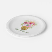 Ananas Vaas Tropische Bloemen Strand Bruiloft Papieren Bordje (Gekanteld)