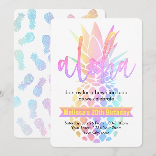 ananas van verjaardagsfeest kaart (Voorkant / Achterkant)