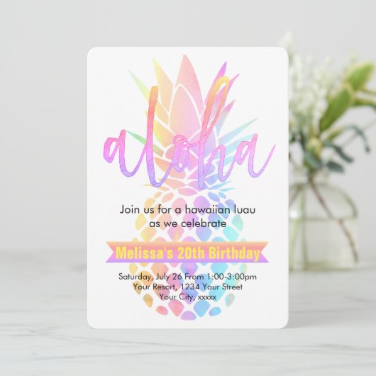 ananas van verjaardagsfeest kaart (Staand voorkant)