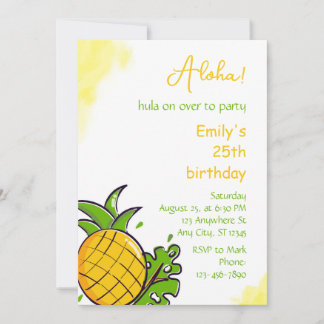 Ananas verjaardagsfeest uitnodiging template