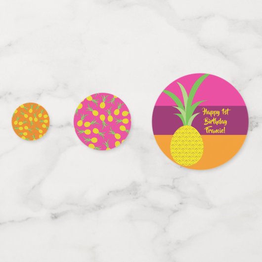 Ananas verjaardagsfeestje confetti (Achterkanten)