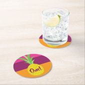 Ananas verjaardagsfeestje ronde kartonnen onderzetter (Insitu)