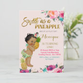 Ananas verjaardagsuitnodiging Afro-Amerikaanse Kaart (Staand voorkant)