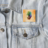 Ananas Vierkante Button 5,1 Cm (In situ)