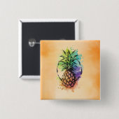 Ananas Vierkante Button 5,1 Cm (Voorkant /achterkant)
