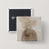 ananas, vierkante button 5,1 cm (Voorkant /achterkant)