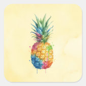 Ananas Vierkante Sticker (Voorkant)