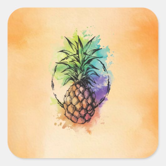 Ananas Vierkante Sticker (Voorkant)