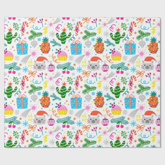 ananas voor kerstcadeautjes cadeaupapier (Vlak)