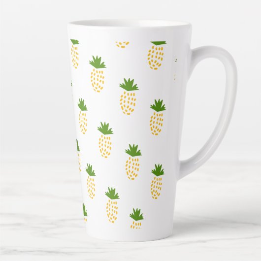 ananas Vruchtenpatroon Latte Mok (Rechts)
