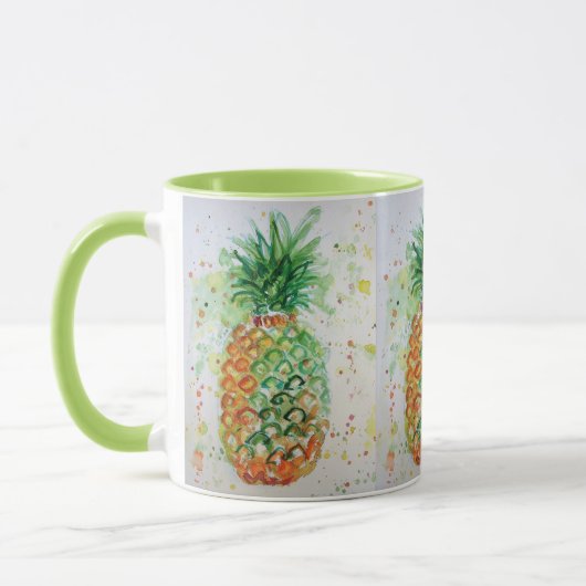Ananas Watercolor Schildering Mok Groen (Links)
