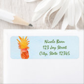 Ananas Watercolor Tropisch Luau Adreslabels Etiket (Insitu)