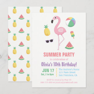 Ananas Watermeloen Flamingo Kinderverjaardagsfeest Kaart