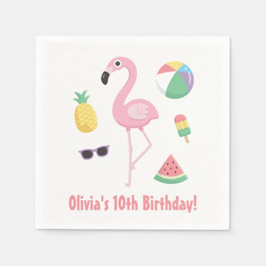 Ananas Watermeloen Flamingo Zomerfeest Servetten (Voorkant)