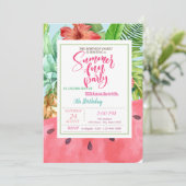 Ananas, Watermeloen Palm Leaf Summer Birthday Kaart (Staand voorkant)