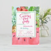 Ananas, Watermeloen, Palmbladeren Zomdag Kaart (Staand voorkant)