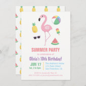 Ananas Watermelon Flamingo Kids Birthday Party Kaart (Voorkant / Achterkant)