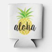 Ananas Waterverf Aloha Tropisch Monogram Blikjeskoeler (Voorkant)