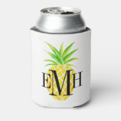 Ananas Waterverf Aloha Tropisch Monogram Blikjeskoeler (Blikje Achterkant)
