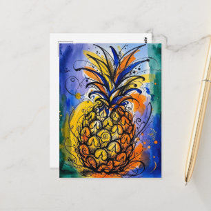 Ananas Waterverf Doodle Briefkaart