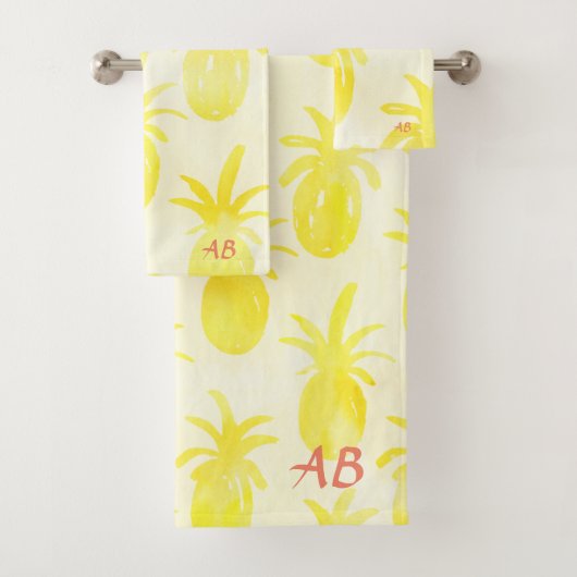 Ananas waterverf geel bad handdoek (Insitu)
